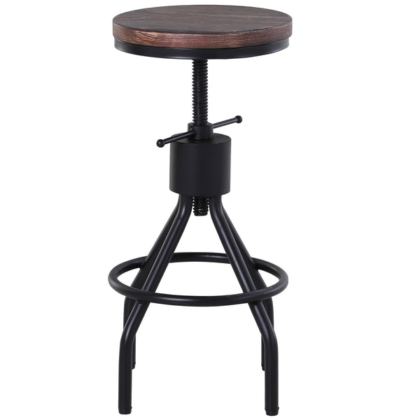 Tabouret Pivotant Réglable en Métal et Bois de Pin Noir et Marron acquista