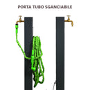 Fontana da Giardino Design a Colonna Quadrata 20x20x97 cm con Rubinetto in Ottone Struttura in Acciaio Bianco