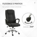 Sedia da Ufficio Ergonomica Basculante e Imbottita 62x76x110-119 cm in Poliestere Effetto Lino Nero  