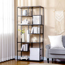 Mobile Libreria in Stile Industriale a 7 Livelli 83x34x180 cm in Legno e Acciaio Marrone      