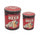 Set 2 Pouf Conteneur Rond en MDF Bière Rouge et Noir