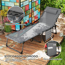Sdraio da Giardino Pieghevole 60x190x31 cm Reclinabile a 5 Livelli con Tavolino Laterale e Tasca Grigio e Nero   