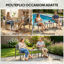 Set 3 Pezzi da Giardino con 2 Sedie da Esterno e Tavolino da Caffè in HDPE e Metallo Grigio Scuro      