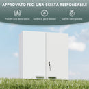 Armadietto Medicinali 53x20x53 cm con 3 Mensole Interne e 8 Portabottiglie in Legno e Metallo Bianco      