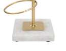 Portacandele Rings 14x13x46 cm in Ferro e Marmo Oro e Bianco