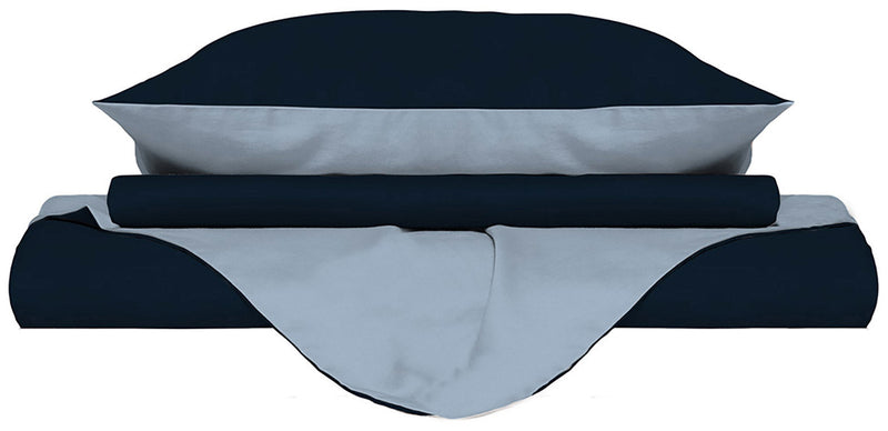 Copripiumino con Sacco e Federe Doubleface Blu Scuro\/Azzurro Varie Misure