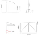 Mezzo Ombrellone da Giardino 2x3m Palo in Legno Ecrù