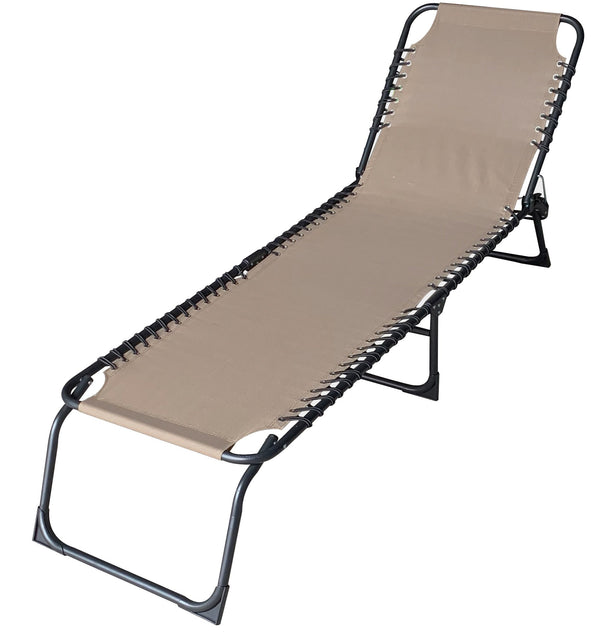 Bain de soleil de jardin pliant 190x58x27 cm en métal et textilène taupe online