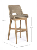 Sgabello Bar con Cuscini 49x57x112h cm Hesperia Tortora