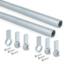 Set 2 Bastoni Appendiabiti per Armadi Rotondi 140 cm in Alluminio Emuca Grigio Metallizzato