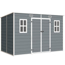 Casetta Box per Attrezzi 303x183x184 cm a 2 Ingressi con Finestre e Prese d'Aria in PP e Alluminio Grigio      