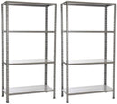 Set 2 Scaffali in Metallo 4 Ripiani 60x30x140 cm  Grigio