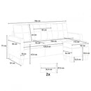 Divano 3 Posti con Pouf 186x138x91,5 cm in Poliestere Grigio