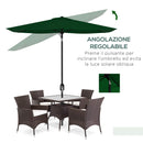 Ombrellone da Giardino Rettangolare 200x300 cm Inclinabile con Apertura a Manovella in Alluminio e Poliestere Verde      