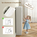 Scarpiera Slim 98x19,2x95,3 cm con 4 Ante a Ribalta e 2 Cassetti in Legno Bianco  