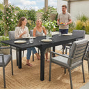 Tavolo da Giardino Allungabile 80-160x80x75 cm con Piano a Doghe in Alluminio e Acciaio Nero      