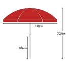 Ombrellone da Giardino Ø180 cm in alluminio telo in poliestere Rosso
