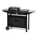 Barbecue a Gas Cheffo a 3 Fuochi Accensione Piezoelettrica 130,5x50,5x93 cm Potenza 8,5 kW in Acciaio Nero      