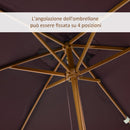 Ombrellone da Giardino 2x2,95 m Palo Ø38 mm in Legno Marrone