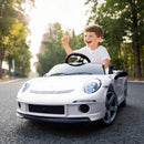 Macchina per Bambini 3-5 Anni con Licenza Ufficiale RUF GT Telecomando Cintura di Sicurezza e Musica Bianco      