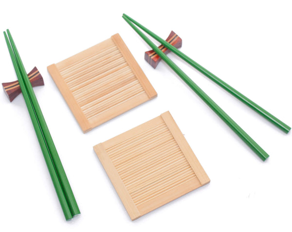 acquista Set Sushi Vassoi e 2 Paia di Bacchette 27xH9 cm in Bambù Multicolor