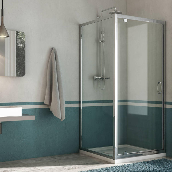 acquista Cabine de douche rectangulaire 1 porte battante en verre H185 Fosterberg Koge Duo