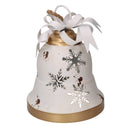 Campana metallo fiocchi di neve oro e crema cm Ø23xh28