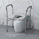 Sedia WC per Anziani e Disabili 4 in 1 Regolabile in Altezza 64x53x70-82 cm con Braccioli Imbottiti Grigio