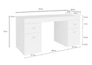 Scrivania 2 Ante 2 Cassetti 130x60x75 cm Sliding Larice bianco