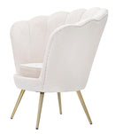 Poltrona Vienna Crema 85x76x88 cm Spugna e Tessuto e Metallo Bianco e Oro