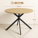 Tavolo da Pranzo Rotondo Stile Industriale Ø100x75 cm con Piano in Truciolare e Gambe a Croce in Acciaio Quercia      