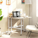 Tavolo Pieghevole Industriale 120x80x73 cm a 2 Ribalte con Rotelle in Truciolato e Acciaio Rovere      