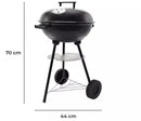 Barbecue Carbone Rotondo Ø44 cm con Ruote e Vassoio Griglia in Acciaio Nero e Argento      