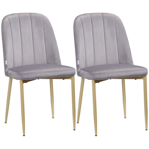 Lot de 2 Chaises Rembourrées 48x59x89 cm en Velours et Gris Acier et Or acquista