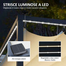 Gazebo Pergola da Giardino 400x300x230 cm  Tetto Retrattile con Luci LED e Fori di Drenaggio Bianco Crema  