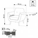 Poltrona Burton 84x79x86 h cm in Tessuto Grigio scuro