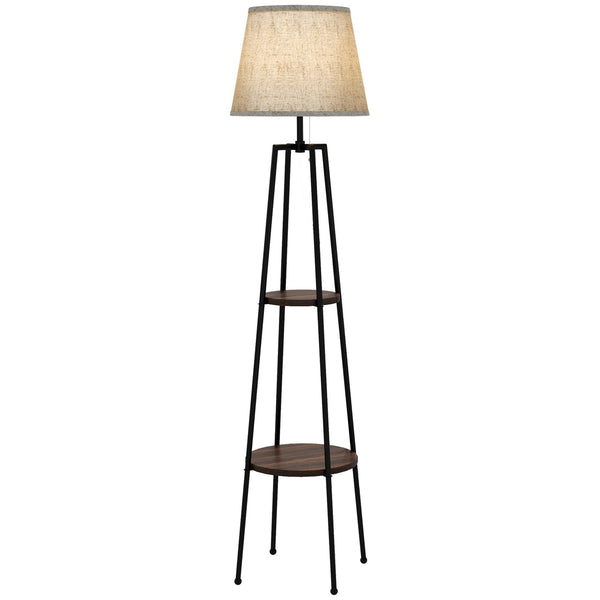 Lampada da Terra Ø42x166 cm in Metallo e MDF Nero e Marrone prezzo
