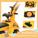 Escavatore Cavalcabile per Bambini 18-48 Mesi con Benna e Spazio di Archiviazione Clacson Volante Giallo      