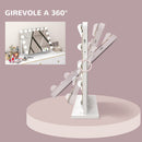 Specchio da Tavolo in Vetro con 14 Luci LED Regolabili e Ricarica USB 62,5x14x49,5 cm  per Trucco Make up Bianco  