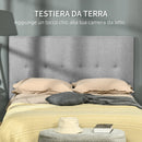 Testiera Letto Matrimoniale 160x7x120 cm in Tessuto Effetto Lino Trapuntata a Bottoni Grigia
