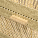 Cassettiera 4 Cassetti Stile Boho 90x45x108,5 cm in Legno e Rattan Rovere 