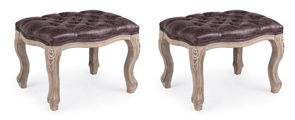 acquista Set 2 Pouf Poggiapiedi 53x42x38 cm in Tessuto Diva Dark Dark