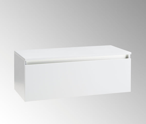 Meuble de Salle de Bain Suspendu et Tiroir à Fermeture Amortie pour Lavabo à Poser en Mélamine 100x45x37cm TFT Ibiza Blanc acquista