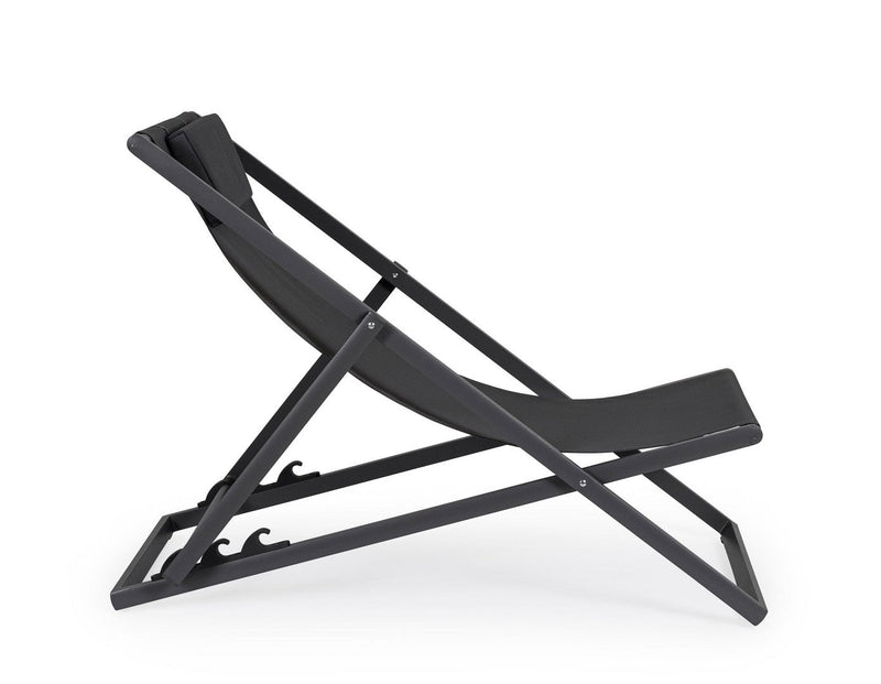 Set 4 Sedie Sdraio Reclinabile Pieghevole 60.5x101.5x73.5 cm in Alluminio Taylor Grigio Scuro