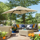 Ombrellone da Giardino Decentrato 245x245x248 cm in Alluminio Crema