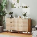 Cassettiera 6 Cassetti Stile Nordico 120x39,5x75 cm in Legno Rovere      