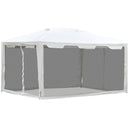 Gazebo in Tessuto PE con Zanzariera Bianco 4x3m 