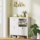Scarpiera Slim 105x24x95,5 cm con 4 Cassetti e Ripiani Regolabili per 20 Paia di Scarpe EU44 in Pannello Truciolare Bianco      