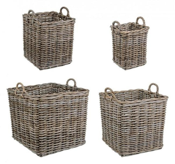 acquista Set 4 Paniers 2 Anses Carrées Narra en Fibres Naturelles