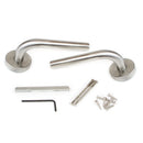 Maniglie per Porta da Interno con Rosetta Ø53 mm Modello L Acciaio Nickel Satinato. Emuca